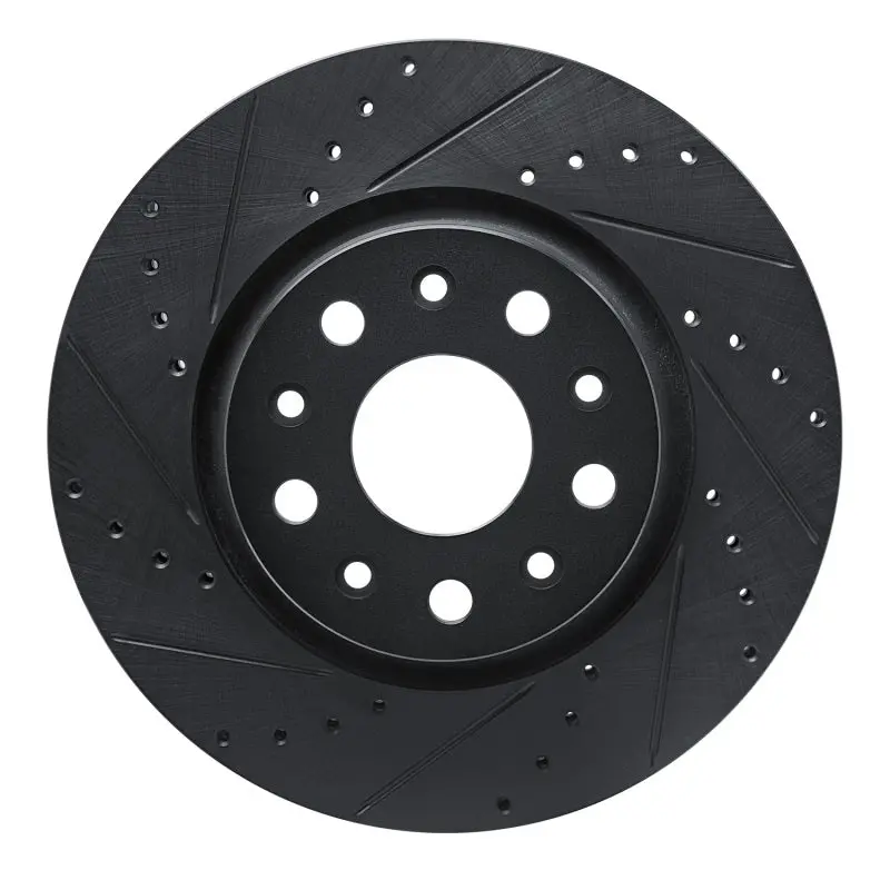 R1 18-25 Jeep Gladiator Front Left Drilled & Slotted Black Brake Rotor 1