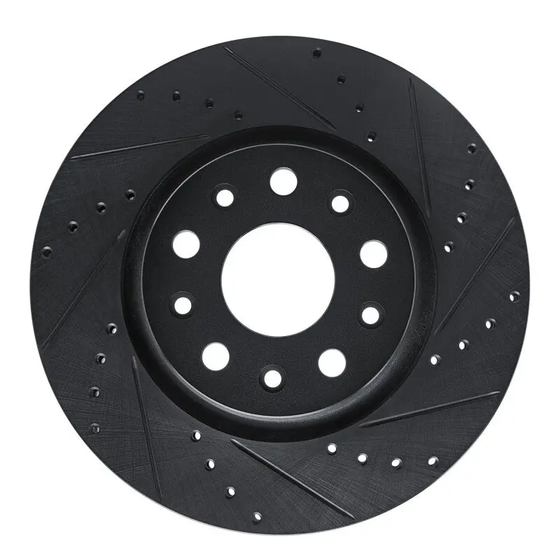 R1 18-25 Jeep Gladiator Front Right Drilled & Slotted Black Brake Rotor 1