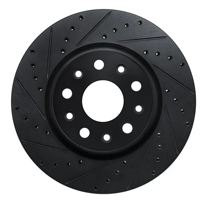 R1 18-25 Jeep Wrangler Front Left Drilled & Slotted Black Brake Rotor 1