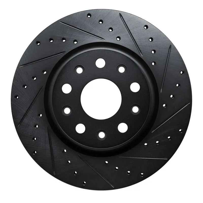 R1 18-25 Jeep Wrangler Front Right Drilled & Slotted Black Brake Rotor 1