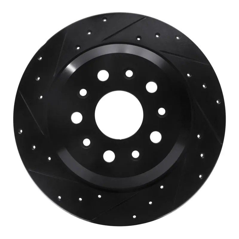 R1 18-25 Jeep Wrangler Rear Left Drilled & Slotted Black Brake Rotor 1