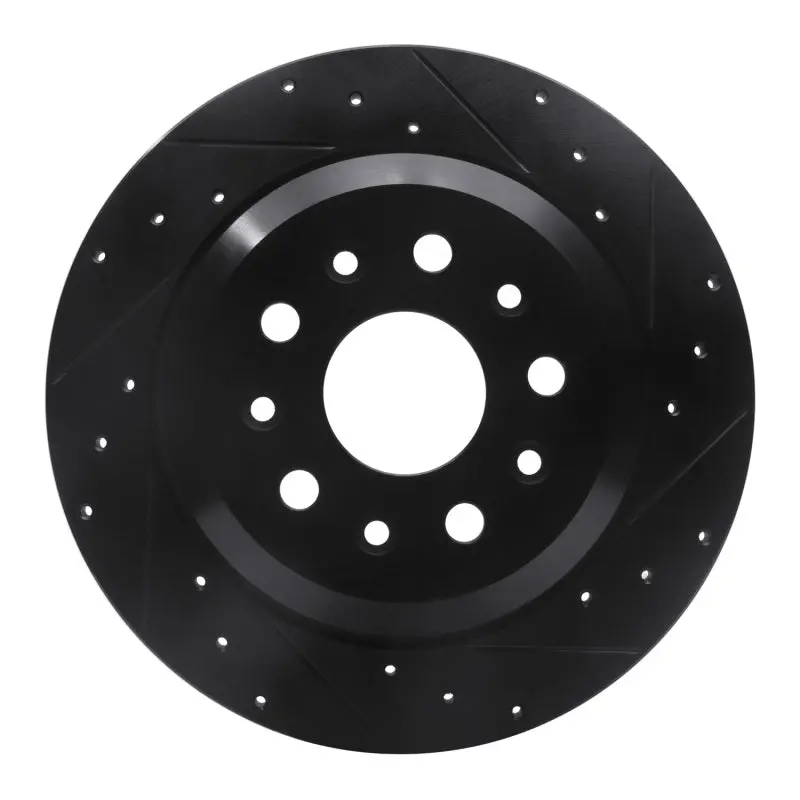 R1 18-25 Jeep Wrangler Rear Right Drilled & Slotted Black Brake Rotor 1