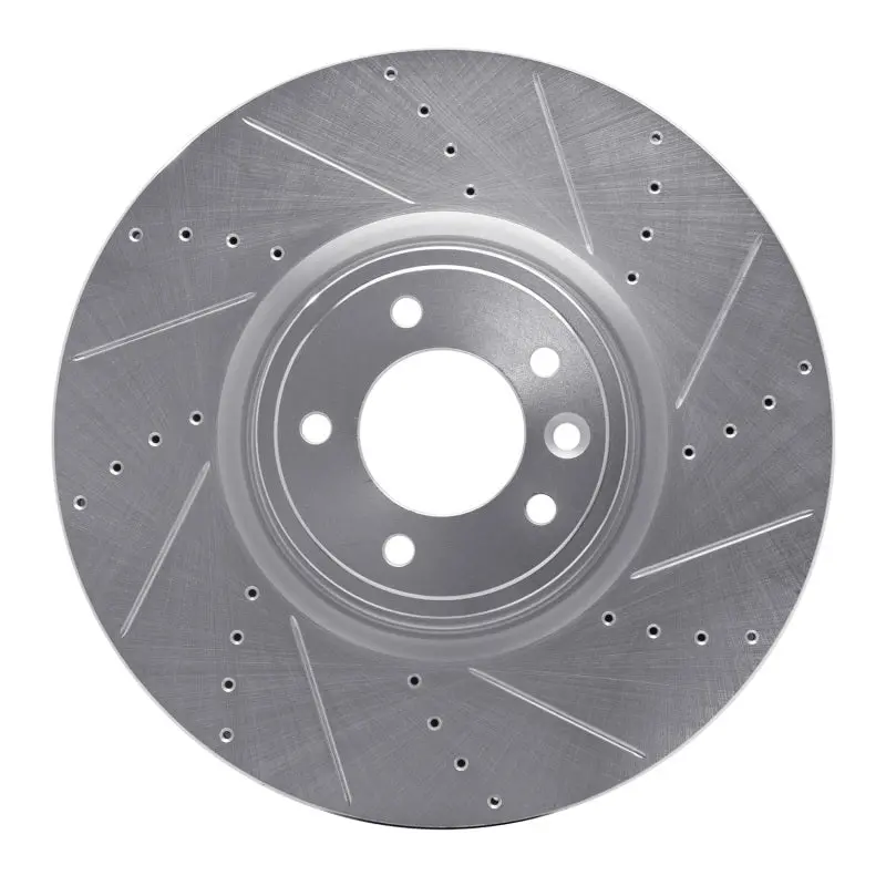 R1 18-25 Land Rover Defender 110 Front Right Drilled & Slotted Silver Brake Rotor 1