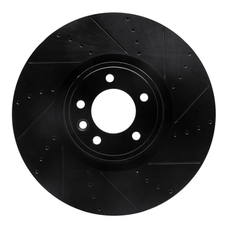 R1 18-25 Land Rover Range Rover Front Right Drilled & Slotted Black Brake Rotor 1