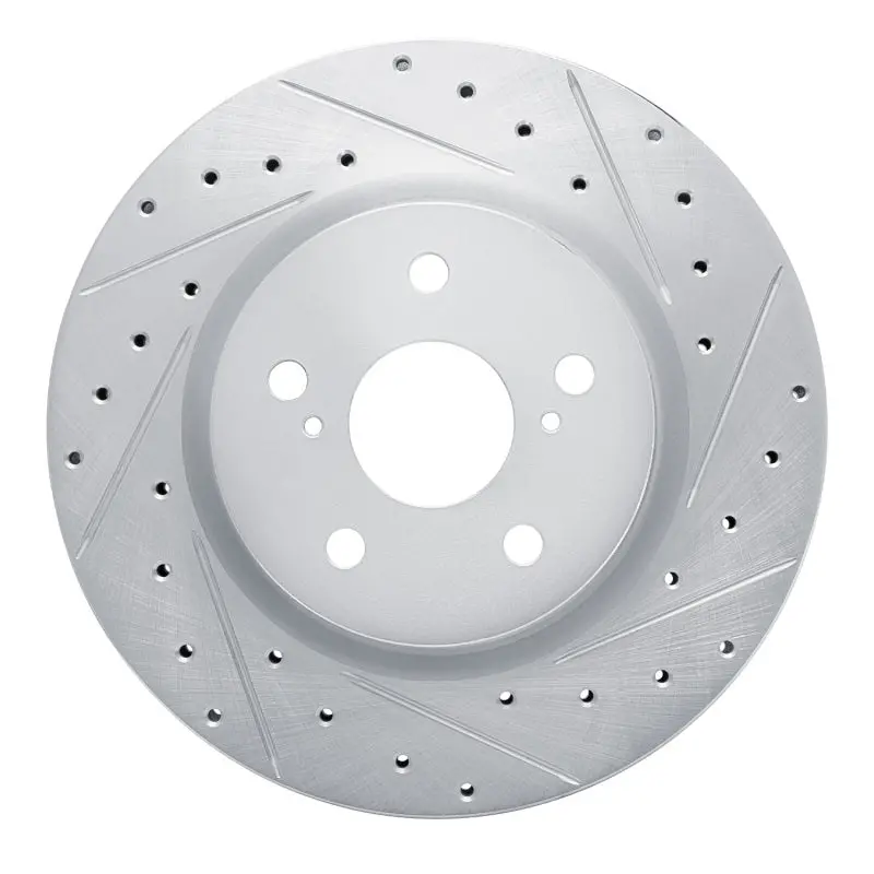 R1 18-25 Lexus Ux250h Front Right Drilled & Slotted Silver Brake Rotor 1