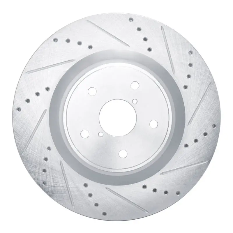 R1 18-25 Subaru Wrx Front Right Drilled & Slotted Silver Brake Rotor 1