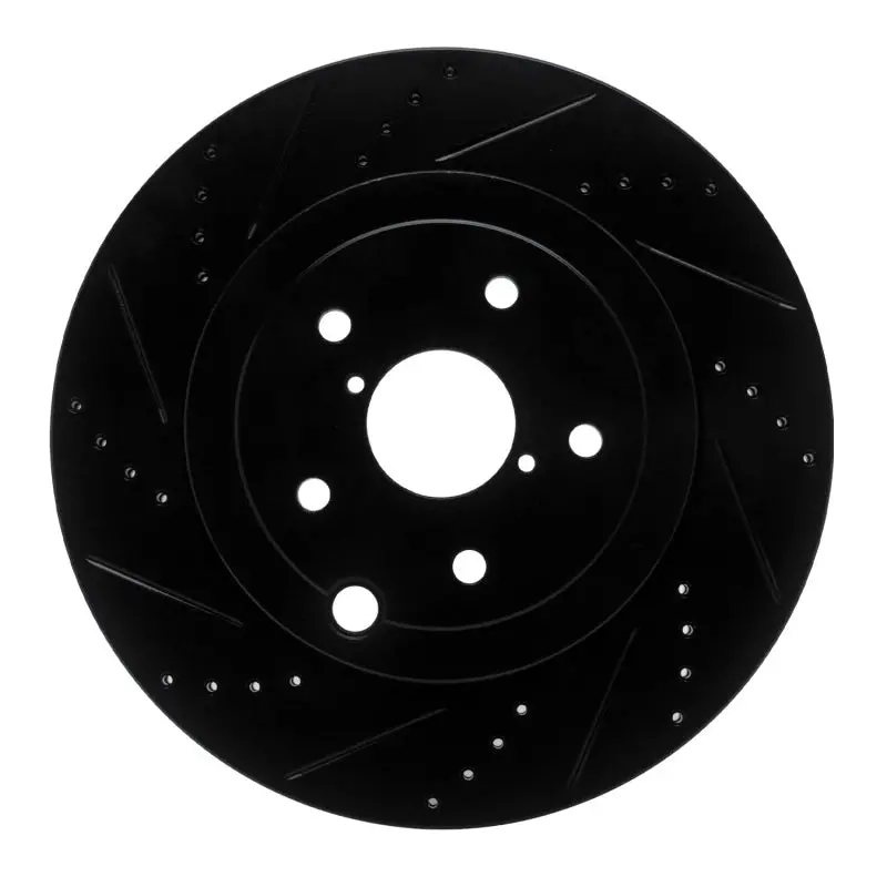 R1 18-25 Subaru Wrx Rear Left Drilled & Slotted Black Brake Rotor 1