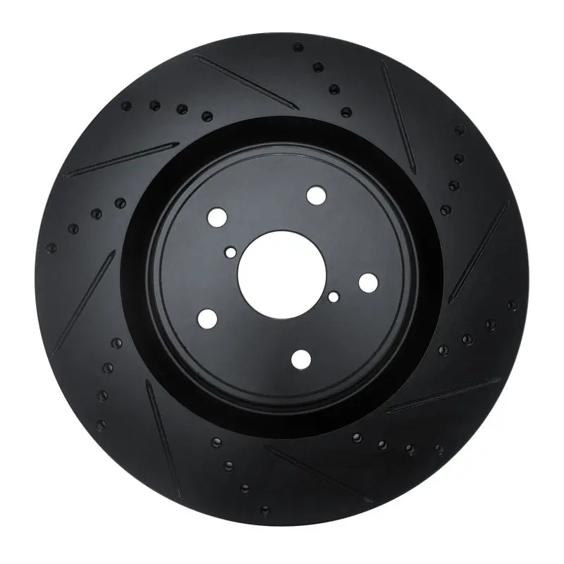 R1 18-25 Subaru Wrx Sti Front Right Drilled & Slotted Black Brake Rotor 1