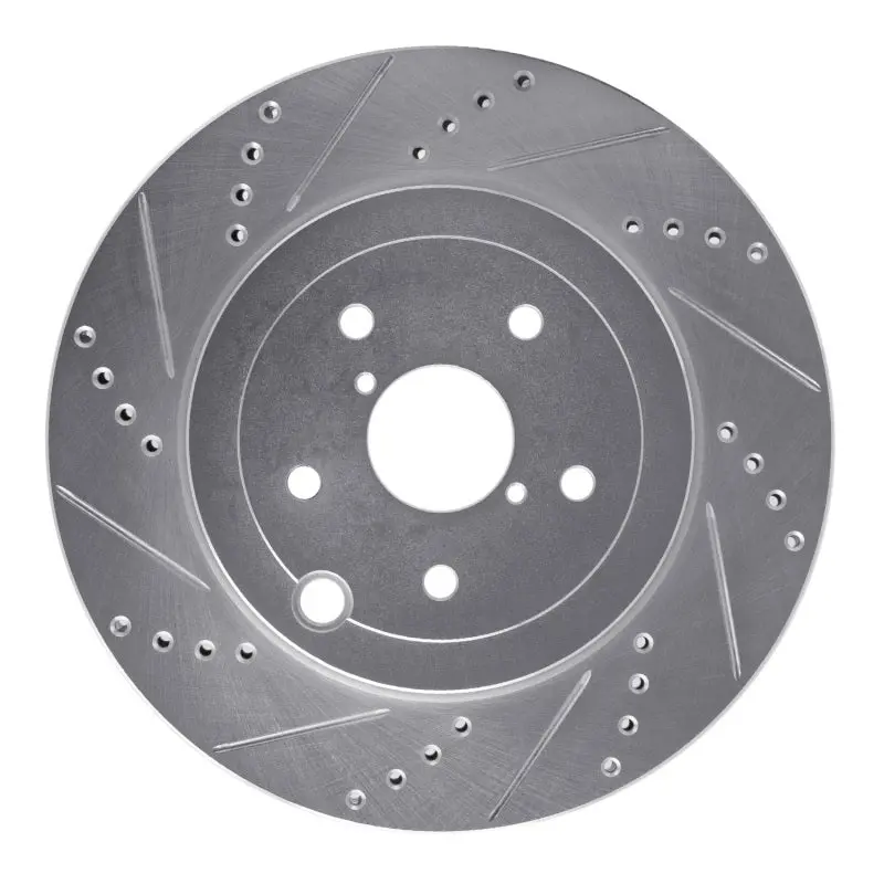 R1 18-25 Subaru Wrx Sti Rear Right Drilled & Slotted Silver Brake Rotor 1