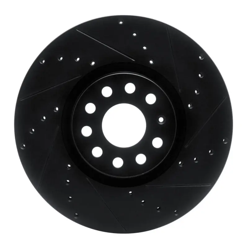 R1 18-25 Volkswagen Atlas Front Right Drilled & Slotted Black Brake Rotor 1
