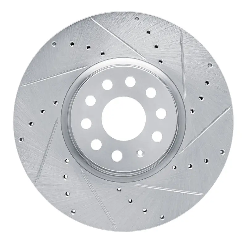 R1 18-25 Volkswagen Atlas Front Right Drilled & Slotted Silver Brake Rotor 1