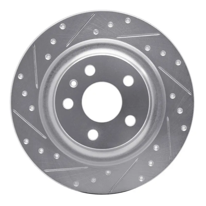 R1 18-25 Volvo S60 Rear Left Drilled & Slotted Silver Brake Rotor 1