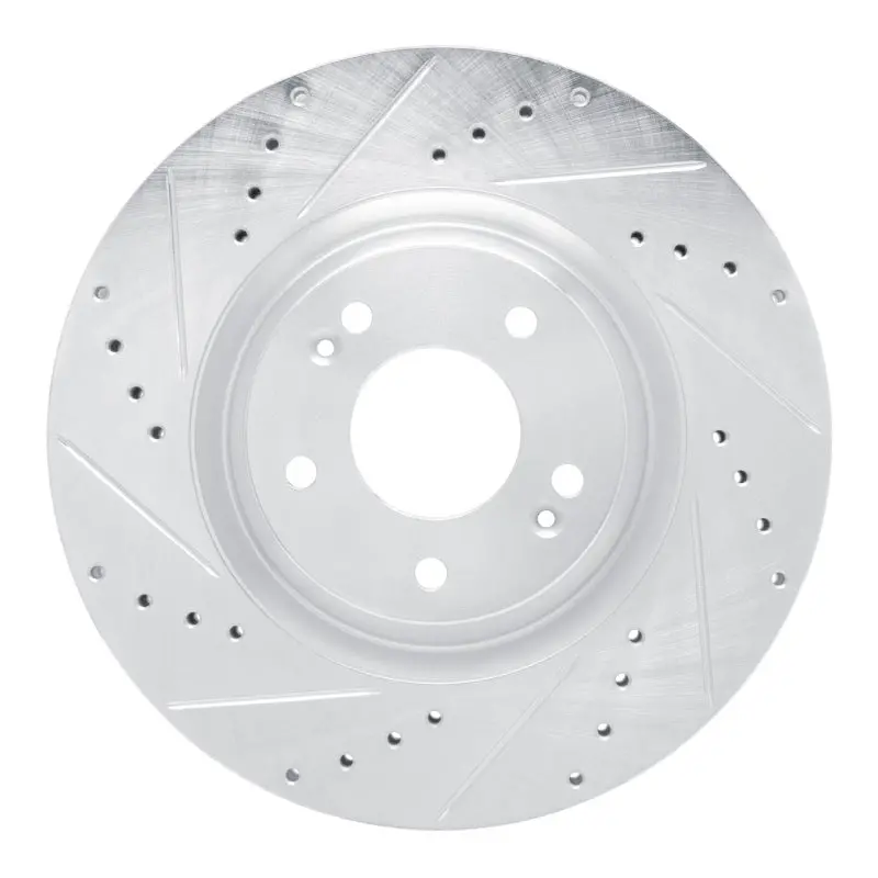 R1 19-22 Hyundai Veloster N Front Left Drilled & Slotted Silver Brake Rotor 1