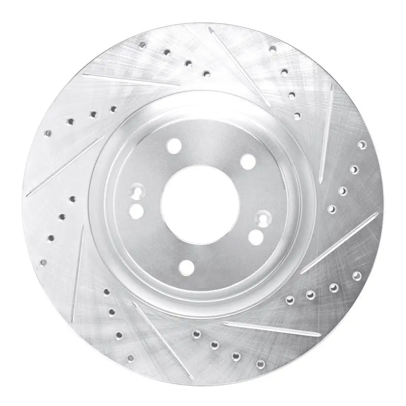 R1 19-22 Hyundai Veloster N Front Right Drilled & Slotted Silver Brake Rotor 1