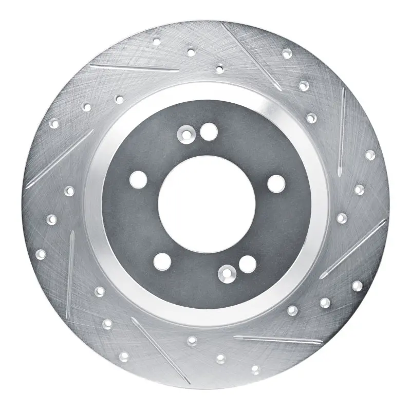 R1 19-22 Hyundai Veloster N Rear Right Drilled & Slotted Silver Brake Rotor 1