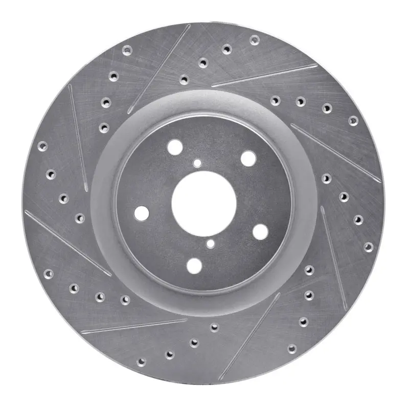 R1 19-23 Subaru Ascent Front Left Drilled & Slotted Silver Brake Rotor 1