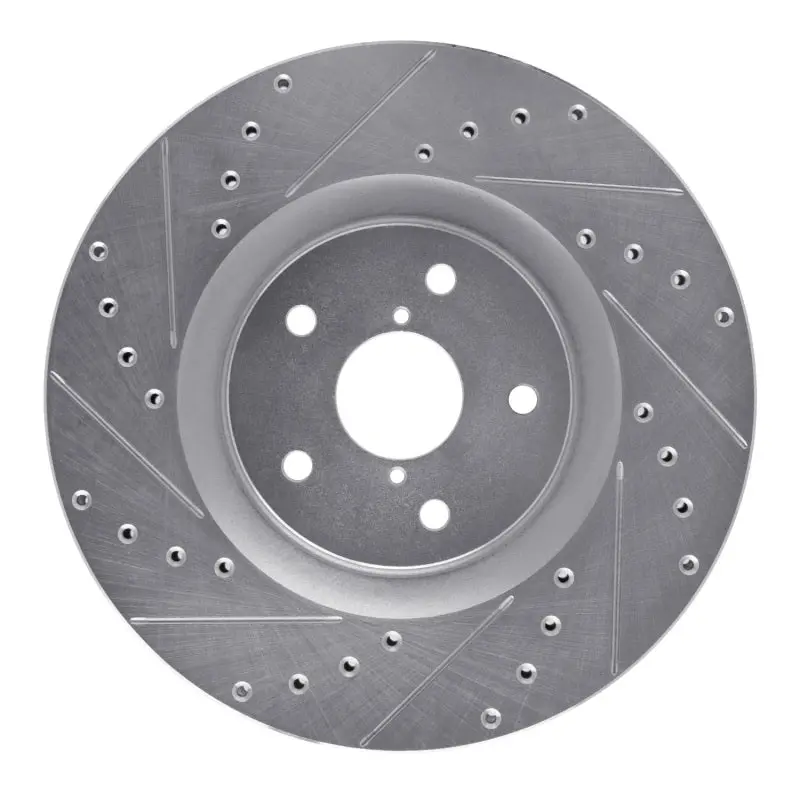 R1 19-23 Subaru Ascent Front Right Drilled & Slotted Silver Brake Rotor 1
