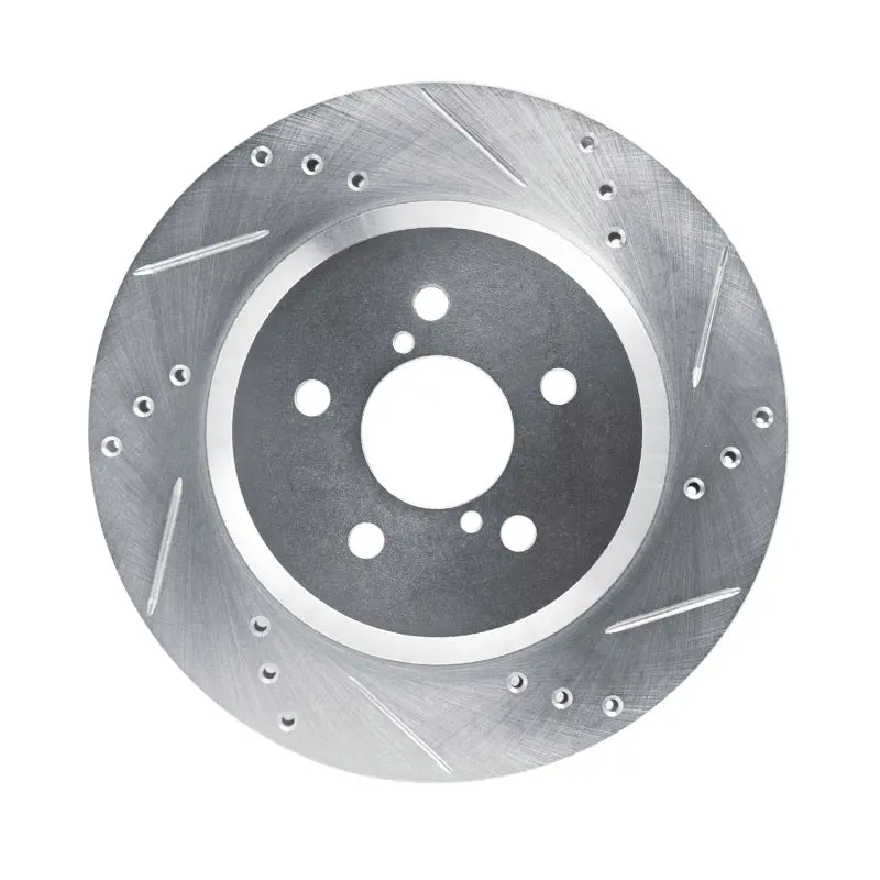 R1 19-23 Subaru Crosstrek Rear Right Drilled & Slotted Silver Brake Rotor 1
