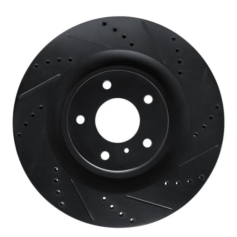 R1 19-24 Infiniti Qx50 Front Right Drilled & Slotted Black Brake Rotor 1
