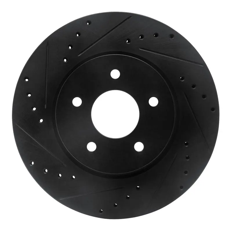 R1 19-24 Infiniti Qx50 Rear Left Drilled & Slotted Black Brake Rotor 1