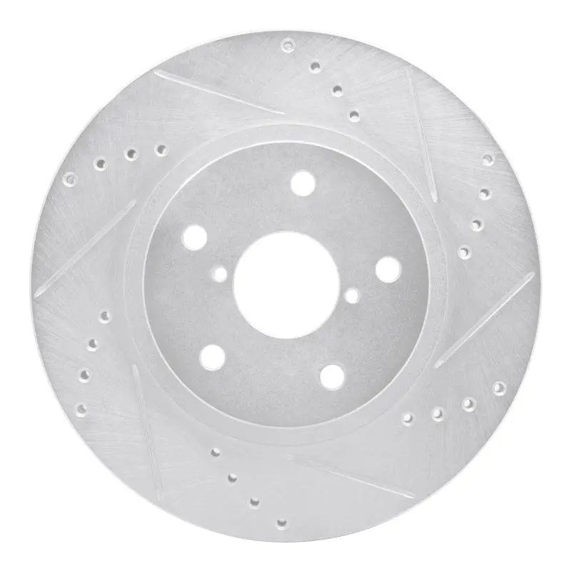 R1 19-24 Subaru Forester Front Right Drilled & Slotted Silver Brake Rotor 1