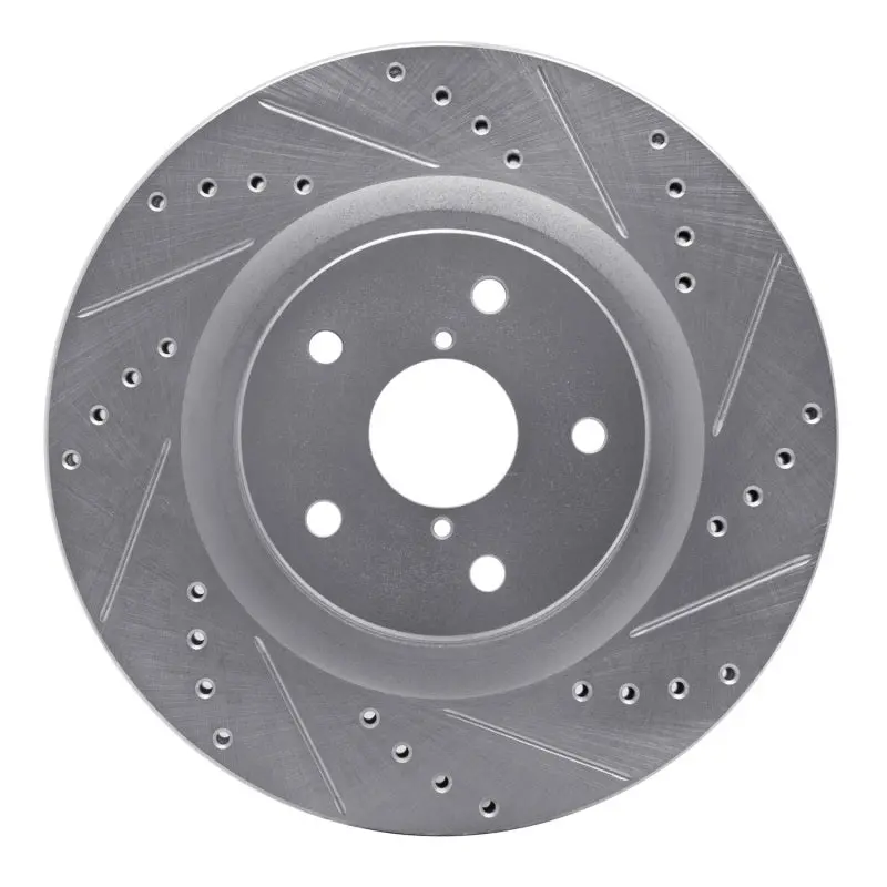R1 19-24 Subaru Forester Front Right Drilled & Slotted Silver Brake Rotor 1