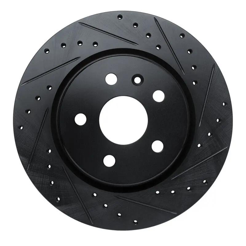 R1 19-25 Buick Envision Rear Right Drilled & Slotted Black Brake Rotor 1