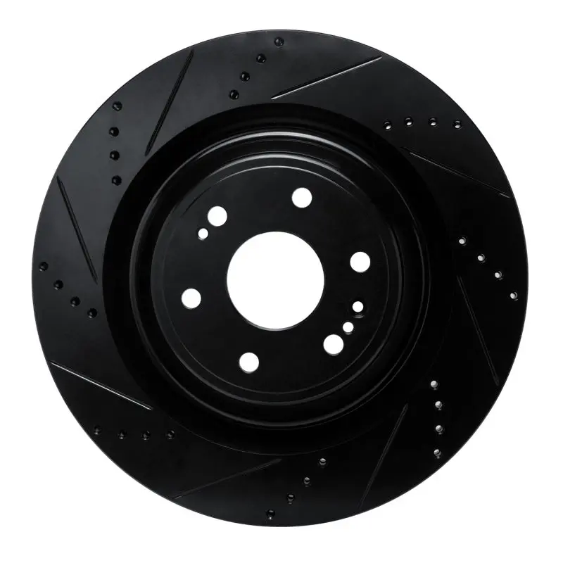 R1 19-25 Cadillac Escalade Front Left Drilled & Slotted Black Brake Rotor 1