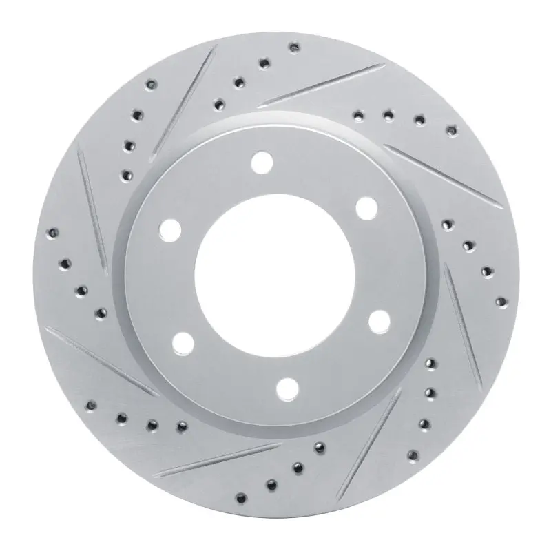 R1 19-25 Ford Bronco Front Left Drilled & Slotted Silver Brake Rotor 1