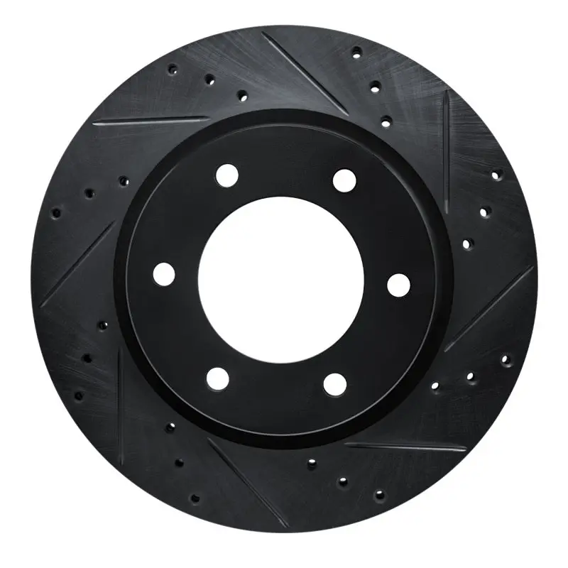 R1 19-25 Ford Bronco Front Right Drilled & Slotted Black Brake Rotor 1
