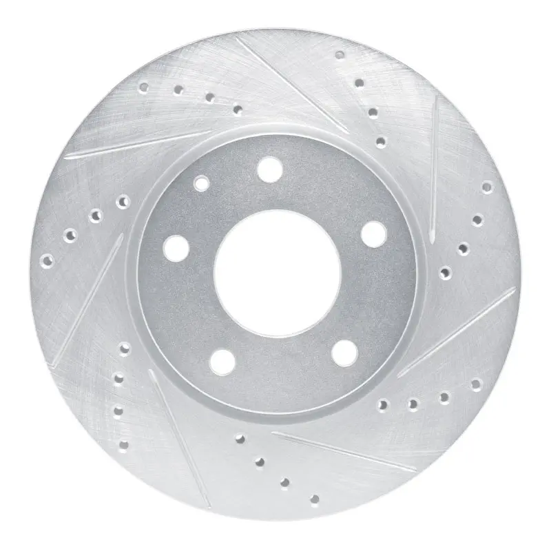 R1 19-25 Mazda 3 Front Right Drilled & Slotted Silver Brake Rotor 1