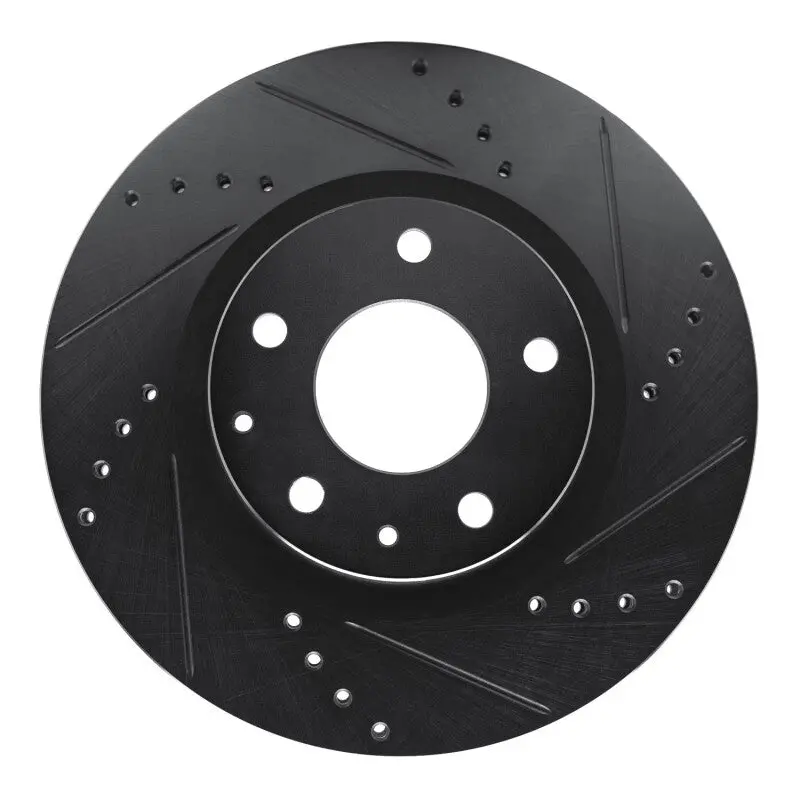 R1 19-25 Mazda Cx-30 Front Right Drilled & Slotted Black Brake Rotor 1
