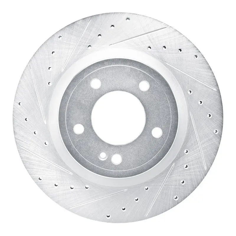 R1 19-25 Mercedes-Benz G580 Rear Left Drilled & Slotted Silver Brake Rotor 1