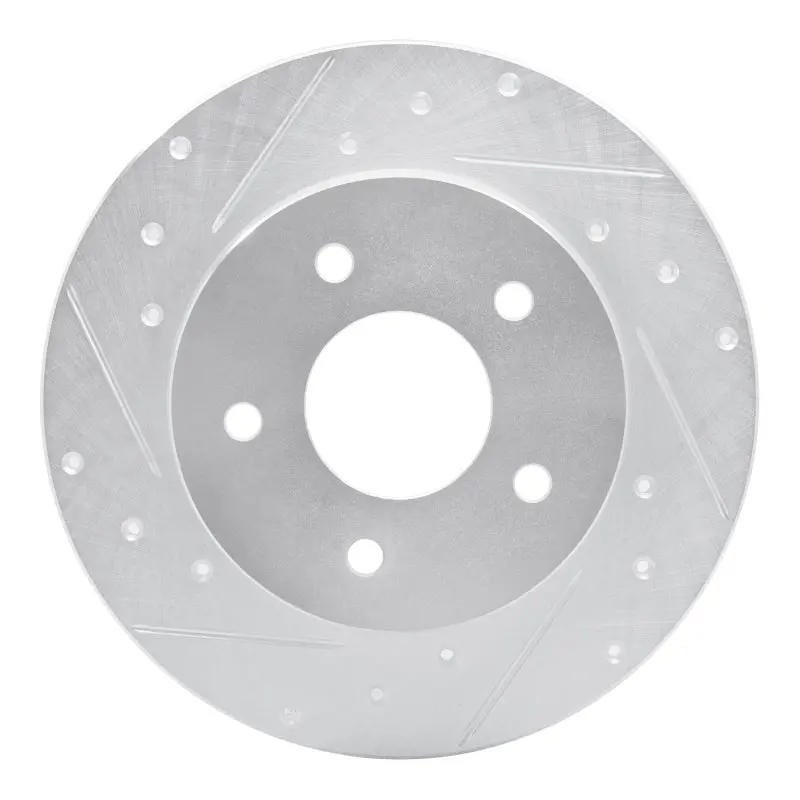 R1 19-25 Nissan Kicks Rear Left Drilled & Slotted Silver Brake Rotor 1
