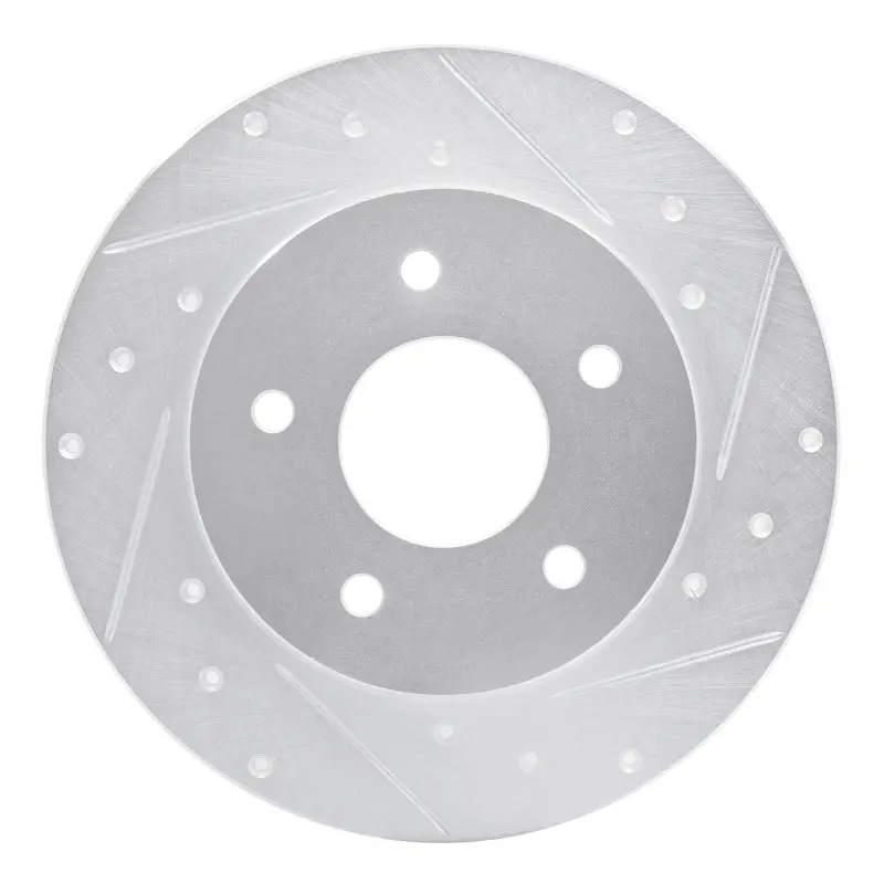 R1 19-25 Nissan Kicks Rear Right Drilled & Slotted Silver Brake Rotor 1