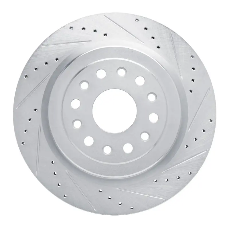 R1 19-25 Ram 1500 Rear Right Drilled & Slotted Silver Brake Rotor 1