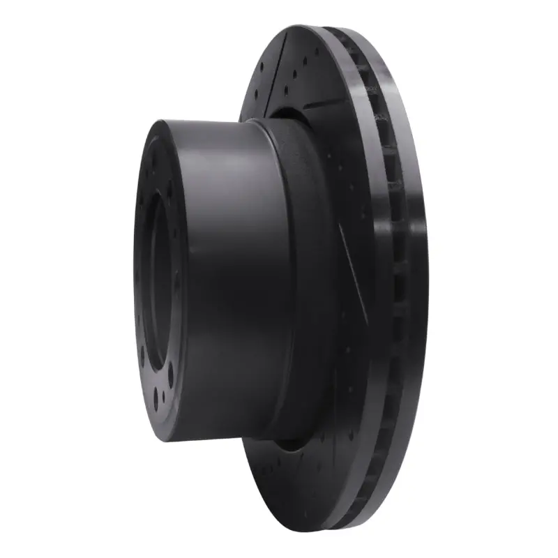R1 19-25 Ram 3500 Rear Left Drilled & Slotted Black Brake Rotor 1