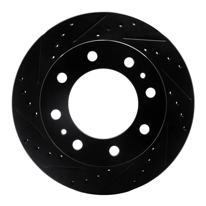 R1 19-25 Ram 3500 Rear Left Drilled & Slotted Black Brake Rotor 1