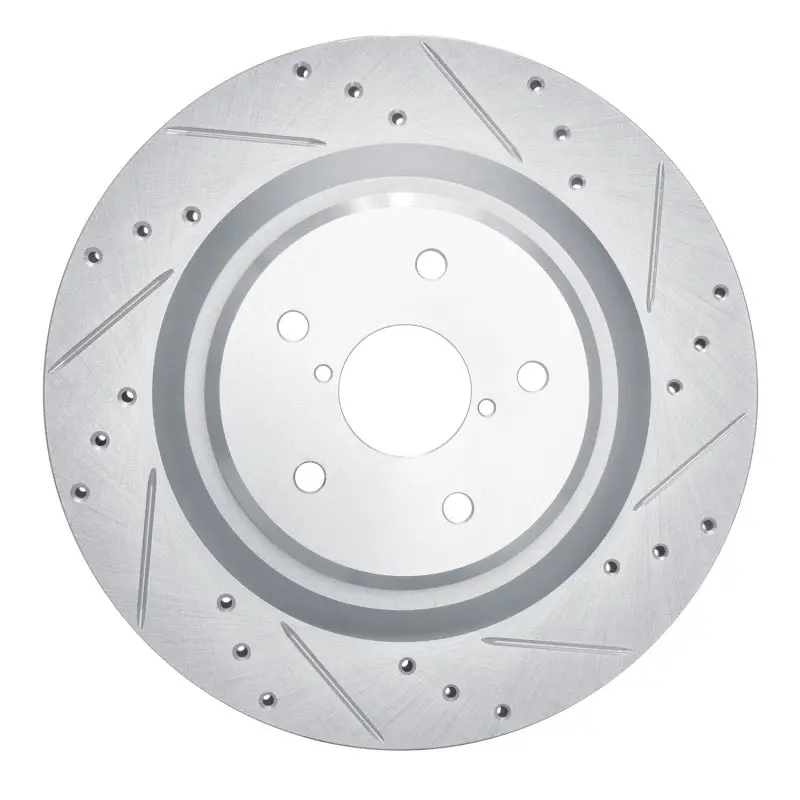 R1 19-25 Subaru Ascent Rear Right Drilled & Slotted Silver Brake Rotor 1