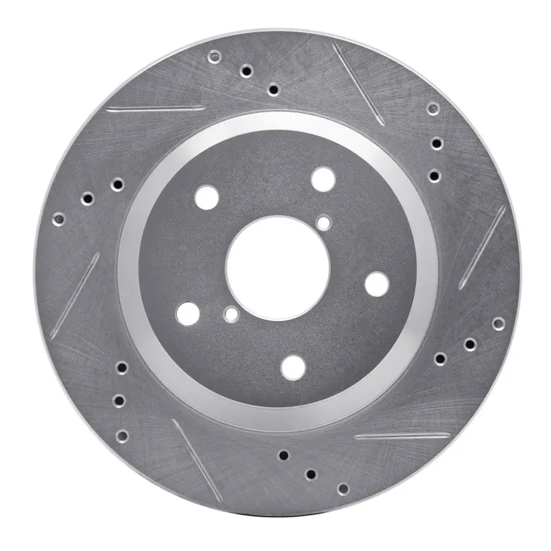 R1 19-25 Subaru Crosstrek Rear Right Drilled & Slotted Silver Brake Rotor 1