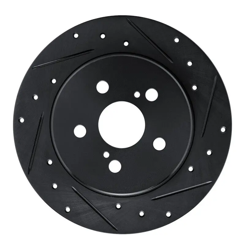 R1 19-25 Toyota Corolla (Mexico) Rear Right Drilled & Slotted Black Brake Rotor 1