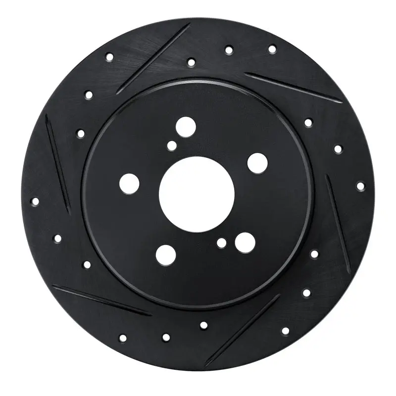 R1 19-25 Toyota Corolla (Us/Canada) Rear Left Drilled & Slotted Black Brake Rotor 1