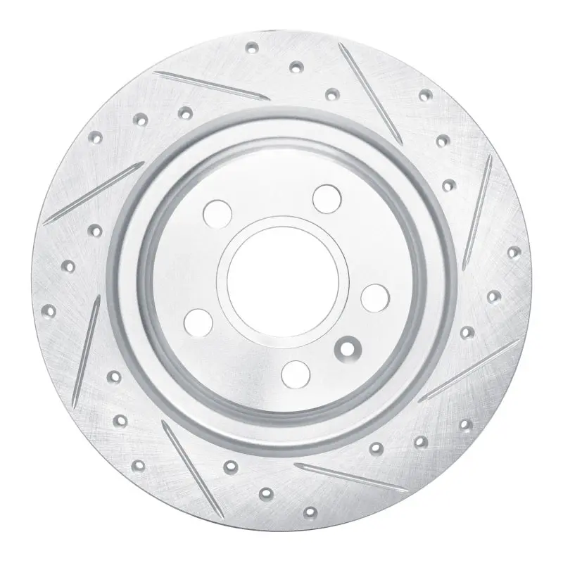 R1 19-25 Volvo Xc40 Rear Right Drilled & Slotted Silver Brake Rotor 1