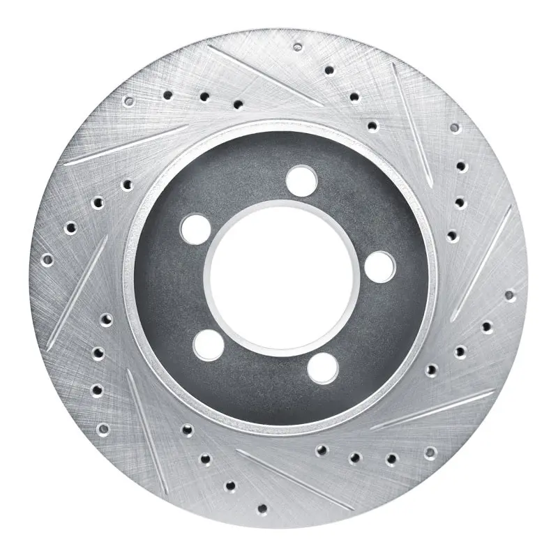 R1 1965-1972 Dodge Dart Front Right Drilled & Slotted Silver Brake Rotor 1