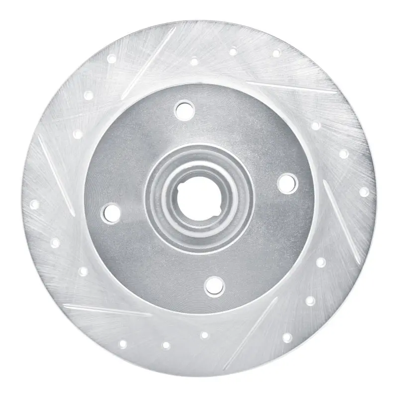 R1 1965-1974 Volkswagen Karmann Ghia Front Left Drilled & Slotted Silver Brake Rotor 1