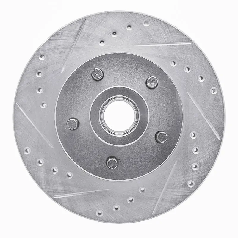 R1 1973-1989 Chrysler New Yorker Front Left Drilled & Slotted Silver Brake Rotor 1
