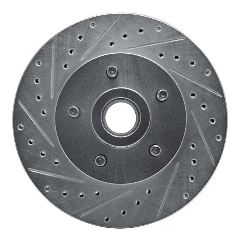 R1 1974-1980 Ford Granada Front Left Drilled & Slotted Silver Brake Rotor 1