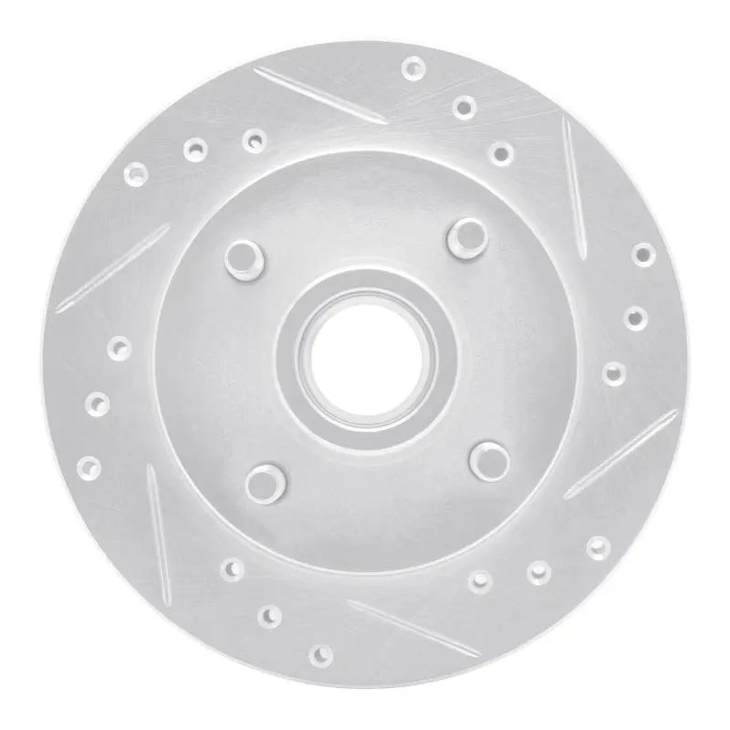 R1 1974-1980 Ford Pinto Front Right Drilled & Slotted Silver Brake Rotor 1