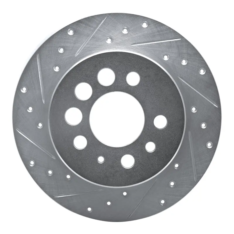 R1 1974-1995 Volvo 245 Rear Left Drilled & Slotted Silver Brake Rotor 1