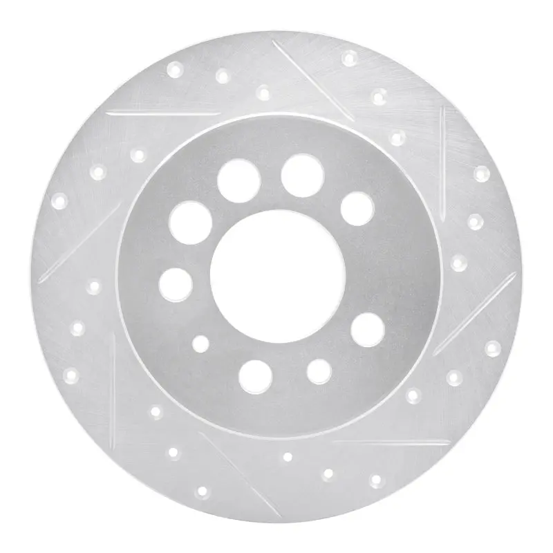 R1 1974-1995 Volvo 245 Rear Right Drilled & Slotted Silver Brake Rotor 1